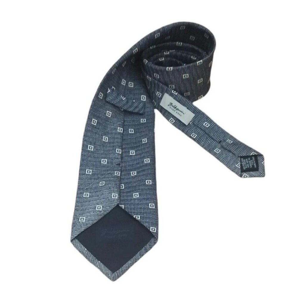 BALDESSARINI HUGO BOSS Gray Geometric Silk Tie ITALY 61"/ 3.7" EC - Picture 8 of 10